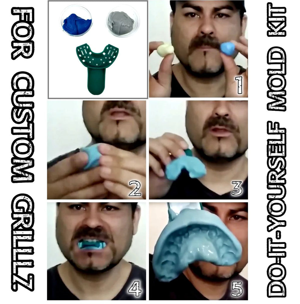 Custom Fit 4pcs Open Hearts and Extended Fangs Grillz (925 Sterling Silver/Free Mold Kit)