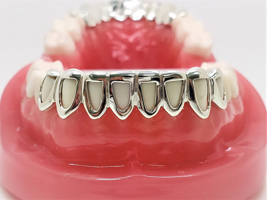 Solid 925 Sterling Silver Open Face Custom Handmade Grillz Yellow, Rose Gold Plated Available