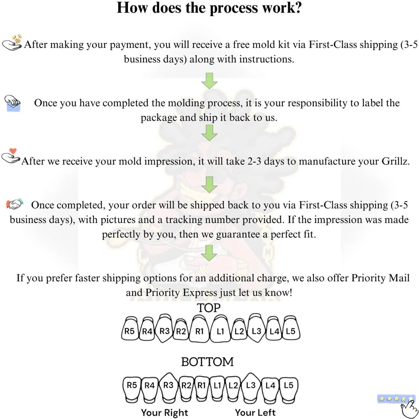 Custom 925 Sterling Silver Grillz: London Bridge, Open Face Fangs, Free Mold Kit