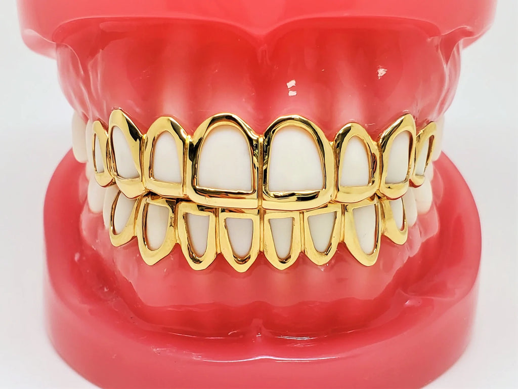 Solid 925 Sterling Silver Open Face Custom Handmade Grillz Yellow, Rose Gold Plated Available