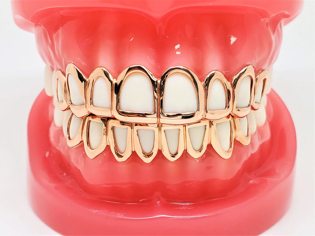 Solid 925 Sterling Silver Open Face Custom Handmade Grillz Yellow, Rose Gold Plated Available