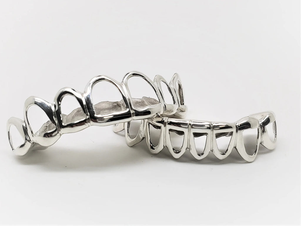 Solid 925 Sterling Silver Open Face Custom Handmade Grillz Yellow, Rose Gold Plated Available