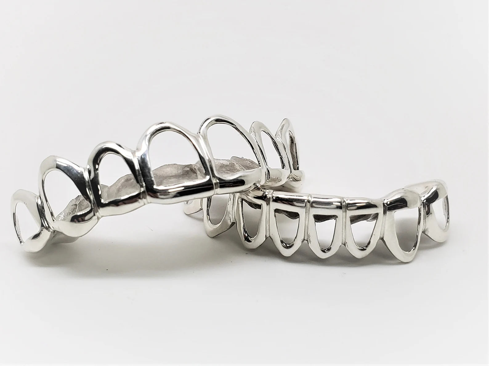 Solid 925 Sterling Silver Open Face Custom Handmade Grillz Yellow, Rose Gold Plated Available