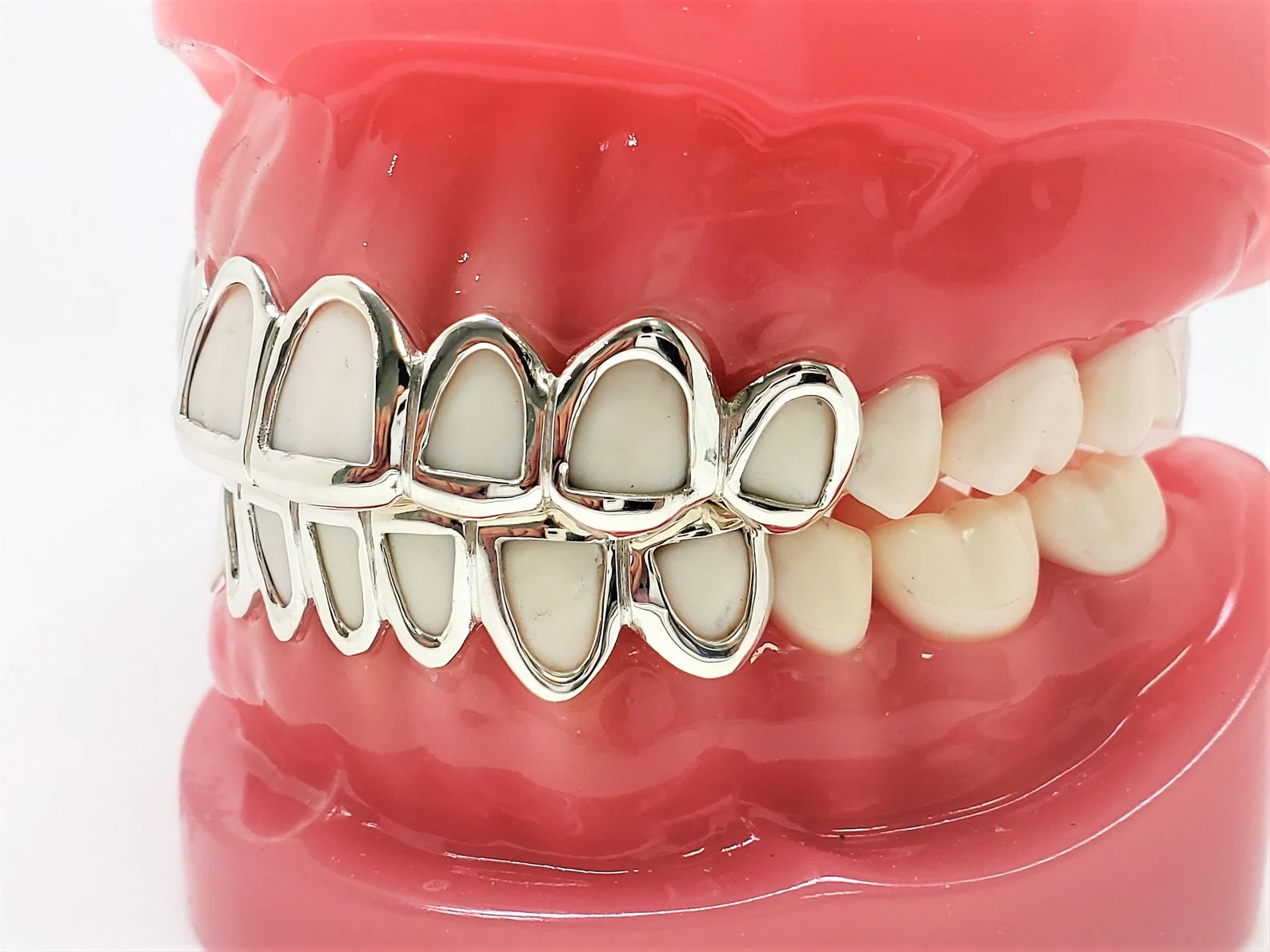 Solid 925 Sterling Silver Open Face Custom Handmade Grillz Yellow, Rose Gold Plated Available