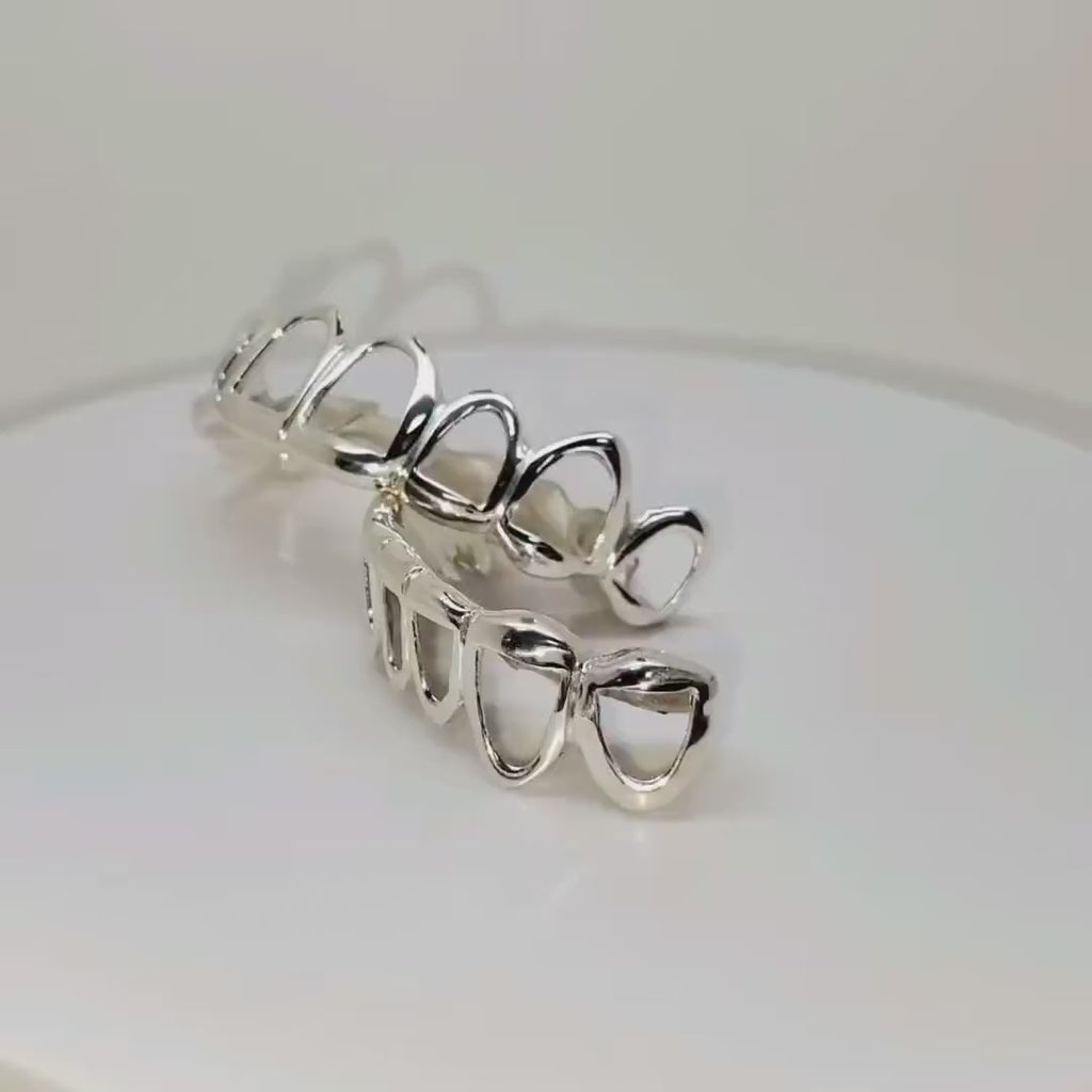 Solid 925 Sterling Silver Open Face Custom Handmade Grillz Yellow, Rose Gold Plated Available