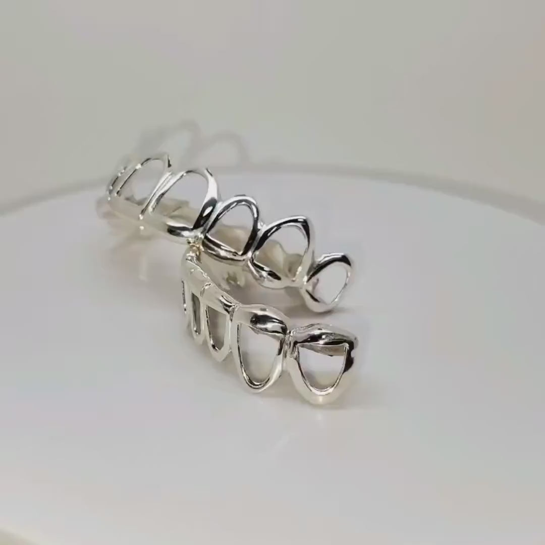 Solid 925 Sterling Silver Open Face Custom Handmade Grillz Yellow, Rose Gold Plated Available