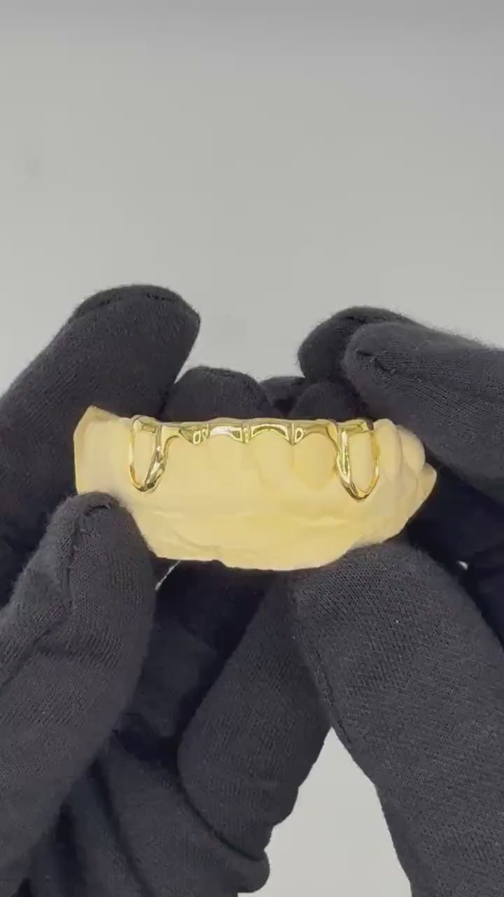 Custom 925 Sterling Silver Grillz: London Bridge, Open Face Fangs, Free Mold Kit